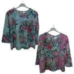 Blusa estampada con dibujo de flores campanillas, sedosa