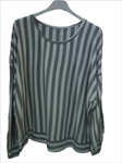 Blusa de cuello redondo, a rayas bicolor regulares (talla grande)