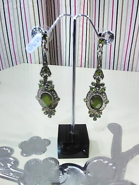 Pendientes con colgante vintage, plateado viejo