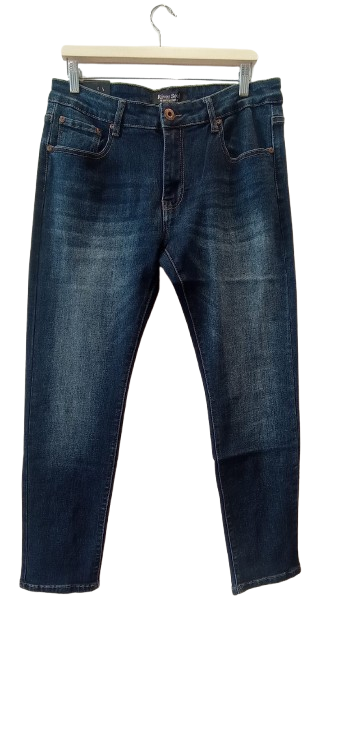 Pantalón tejano para hombre amplio, efecto desgastado, azul